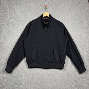 Covington Bomber Jacket Mens Medium Black Flannel Lined Vintage Relaxed Full Zip